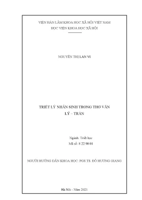 Luận án tiến sĩ triếu học triết lý nhân sinh trong thơ văn lý trần