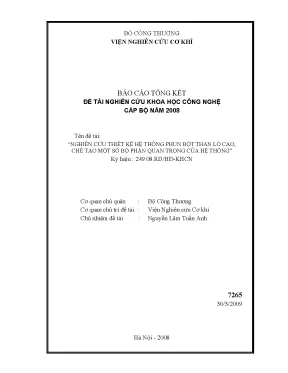 Luận văn nghiên cứu thiết kế hệ thống phun bột than lò cao chế tạo một số bộ phận quan trọng của hệ thống