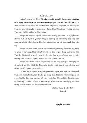 Luận văn thạc sĩ nghiên cứu giải pháp kỹ thuật nhằm bảo đảm chất lượng xây dựng trạm bơm hán quảng huyện quế võ tỉnh bắc ninh