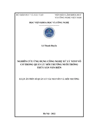 Luận án tiến sĩ quản lý tài nguyên và môi trường nghiên cứu ứng dụng công nghệ xử lý nitơ vô cơ trong quản lý môi trường nuôi trồng thuỷ sản ven biển