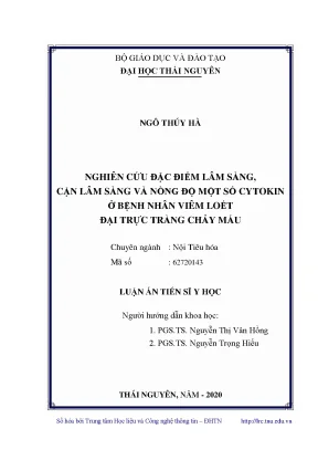 Luận án tiến sĩ nghiên cứu đặc điểm lâm sàng cận lâm sàng và nồng độ một số cytokin ở bệnh nhân viêm loét đại trực tràng chảy máu ts
