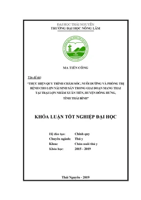 Luận văn thực hiện quy trình chăm sóc nuôi dưỡng và phòng trị bệnh cho lợn nái sinh sản trong giai đoạn mang thai tại trại lợn nhâm xuân tiến huyên đông hưng