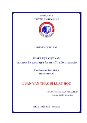 Luận văn thạc sĩ pháp luật việt nam về chuyển giao quyền sở hữu công nghiệp