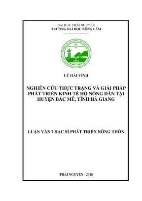 Luận văn thạc sĩ nghiên cứu thực trạng và giải pháp phát triển kinh tế hộ nông dân tại huyện bắc mê tỉnh hà giang