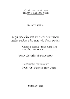 Luận án tiến sĩ toán học một số vấn đề trong giải tích biến phân bậc hai và ứng dụng