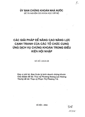 Luận văn các giải pháp để nâng cao năng lực cạnh tranh của các tổ chức cung ứng dịch vụ chứng khoán trong điều kiện hội nhập