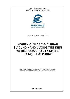 Luận văn thạc sĩ nghiên cứu các giải pháp sử dụng năng lượng tiết kiệm và hiệu quả cho cty cp bia hà nội hải phòng