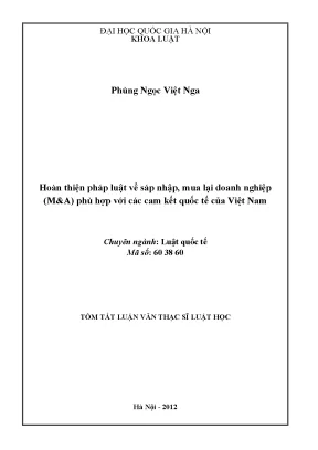 Luận văn thạc sĩ hoàn thiện pháp luật về sáp nhập mua lại doanh nghiệp ma phù hợp với các cam kết quốc tế của việt nam