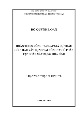 Hoàn thiện công lập giá dự thầu gói thầu xây dựng tại công ty cổ phần tập đoàn xây dựng hòa bình luận văn thạc sĩ chuyên ngành kinh tế xây dựng