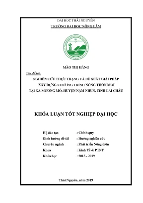 Luận văn nghiên cứu thực trạng và đề xuất giải pháp xây dựng chương trình nông thôn mới tại xã mường mô nậm nhùn lai châu
