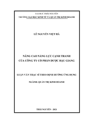 Luận văn thạc sĩ nâng cao năng lực cạnh tranh của công ty cổ phần dược hậu giang