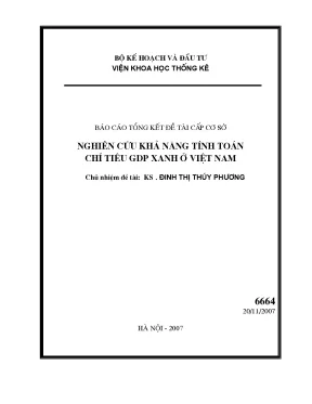 Luận văn nghiên cứu khả năng tính toán chỉ tiêu gdp xanh ở việt nam