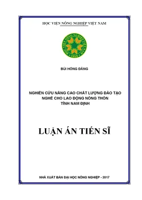 Luận án tiến sĩ nghiên cứu nâng cao chất lượng đào tạo nghề cho lao động nông thôn tỉnh nam định