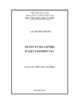 Luận án tiến sĩ luật học quyền tự do lập hội ở việt nam hiện nay