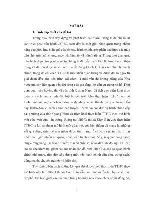 Luận văn thạc sĩ chính sách công thực hiện chính sách cải cách thủ tục hành chính theo mô hình một cửa ở thị xã điện bàn tỉnh quảng nam