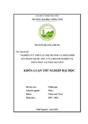 Luận văn thạc sĩ nghiên cứu tiếp cận thị trường và phân phối sản phẩm thuốc thú y của doanh nghiệp tài thủy phát tại thái nguyên