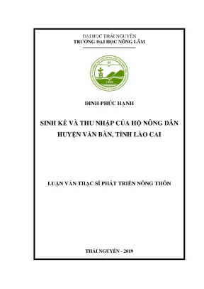 Luận văn thạc sĩ sinh kế và thu nhập của hộ nông dân huyện văn bàn tỉnh lào cai