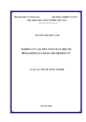 Luận án tiến sĩ nghiên cứu cải tiến năng suất một số dònggiống lúa bằng chỉ thị phân tử