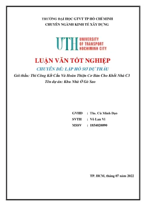 Luận văn thi công kết cấu và hoàn thiện cơ bản cho khối nhà c3 tên dự án khu nhà ở gò sao