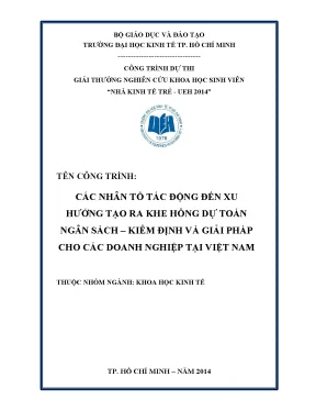 Luận văn các nhân tố tác động đến xu hướng tạo ra khe hổng dự toán ngân sách kiểm định và giải pháp cho các doanh nghiệp tại việt nam