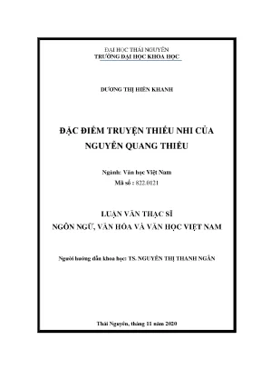 Luận văn thạc sĩ đặc điểm truyện thiếu nhi của nguyễn quang thiều