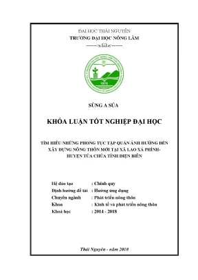 Luận văn tìm hiểu những phong tục tập quán ảnh hưởng đến xây dựng nông thôn mới tại xã lao xả phình huyện tủa chùa tỉnh điện biên