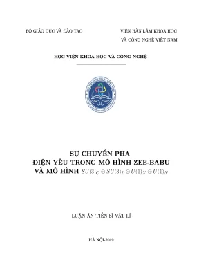 Luận án tiến sĩ vật lý sự chuyển pha điện yếu trong mô hình zee babu và mô hình su3c⊗su3l⊗u1⊗u1n