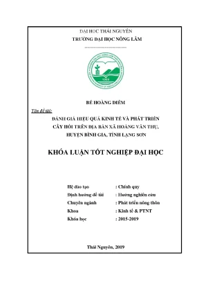 Luận văn đánh giá hiệu quả kinh tế và phát triển cây hồi trên địa bàn xã hoàng văn thụ huyện bình gia tỉnh lạng sơn