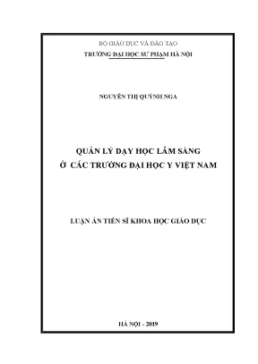 Luận án tiến sĩ quản lý dạy học lâm sàng ở các trường đại học y việt nam