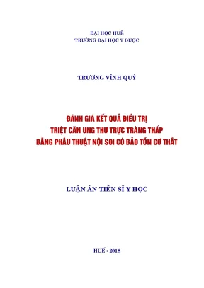 Luận án tiến sĩ đánh giá kết quả điều trị triệt căn ung thƣ trực tràng thấp bằng phẫu thuật nội soi có bảo tồn cơ thắt