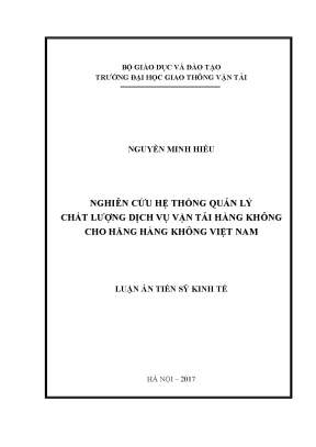 Luận án tiến sĩ nghiên cứu hệ thống quản lý chất lượng dịch vụ vận tải hàng không cho hãng hàng không việt nam