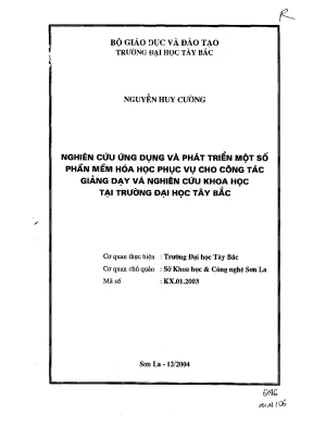 Luận văn nghiên cứu ứng dụng và phát triển một số phần mềm hóa học phục vụ cho công tác giảng dạy và nghiên cứu khoa học tại trường đại học tây bắc
