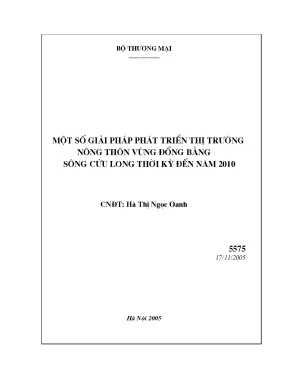Luận văn một số giải pháp phát triển thị trường nông thôn vùng đồng bằng sông cửu long thời kỳ đến năm 2020