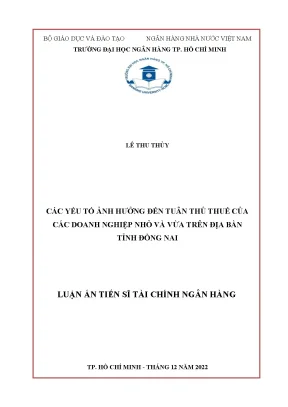 Luận án tiến sĩ các yếu tố ảnh hưởng đến tuân thủ thuế của các doanh nghiệp nhỏ và vừa trên địa bàn tỉnh đồng nai