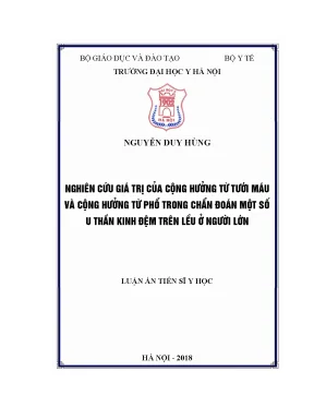 Luận án tiến sĩ nghiên cứu giá trị của cộng hưởng từ tưới máu và cộng hưởng từ phổ trong chẩn đoán một số u thần kinh đệm trên lều ở người lớn