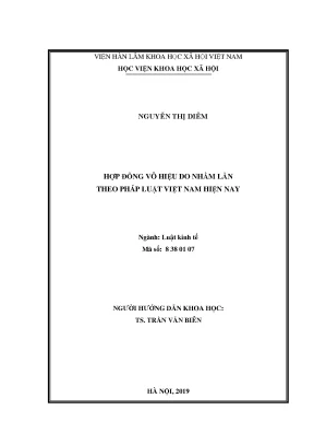 Luận văn thạc sĩ luật kinh tế hợp đồng vô hiệu do nhầm lẫn theo pháp luật việt nam hiện nay