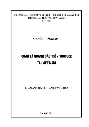 Luận án tiến sĩ quản lý quảng cáo trên youtube tại việt nam