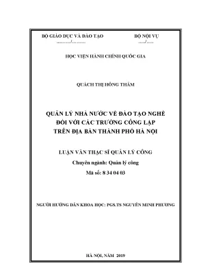 Luận văn thạc sĩ quản lý nhà nước về đào tạo nghề đối với các trường công lập trên địa bàn thành phố hà nội