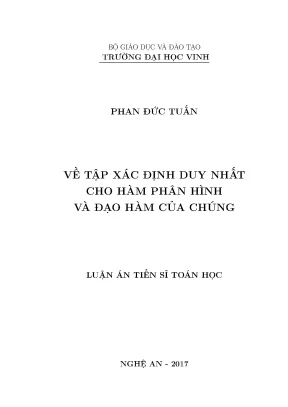 Luận án tiến sĩ về tập xác định duy nhất cho hàm phân hình và đạo hàm của chúng
