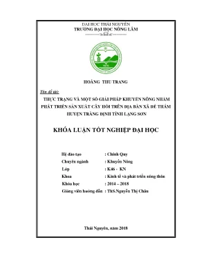 Luận văn thực trạng và một số giải pháp khuyến nông nhằm phát triển sản xuất cây hồi trên địa bàn xã đề thám huyện tràng định tỉnh lạng sơn