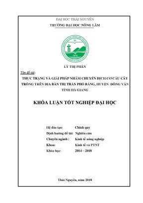 Luận văn thực trạng và giải pháp nhằm chuyển dịch cơ cấu cây trồng trên địa bàn thị trấn phố bảng huyện đồng văn tỉnh hà giang