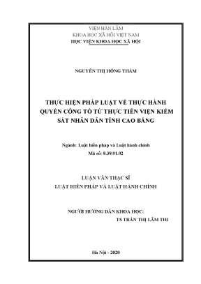 Luận văn thạc sĩ thực hiện pháp luật về thực hành quyền công tố từ thực tiễn viện kiểm sát nhân dân tỉnh cao bằng