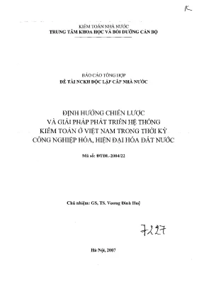 Luận văn định hướng chiến lược và giải pháp phát triển hệ thống kiểm toán ở việt nam trong thời kỳ công nghiệp hoá hiện đại hoá đất nước