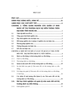 Luận văn tốt nghiệp quản lý nhà nước về thị trường dịch vụ viễn thông trên địa bàn tỉnh nghệ an