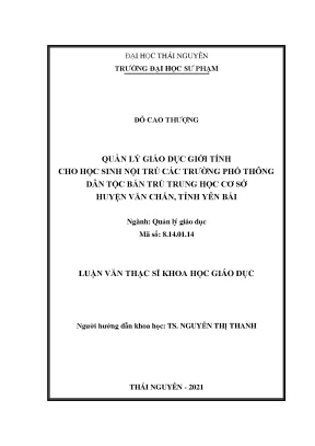 Luận văn thạc sĩ quản lý giáo dục giới tính cho học sinh nội trú các trường phổ thông dân tộc bán trú trung học cơ sở huyện văn chấn tỉnh yên bái