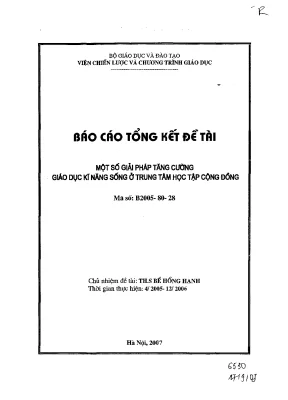 Luận văn một số giải pháp tăng cường giáo dục kỹ năng sống ở một số trung tâm học tập cộng đồng