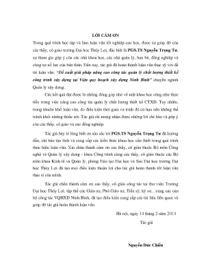Luận văn thạc sĩ đề xuất giải pháp nâng cao công tác quản lý chất lượng thiết kế công trình xây dựng tại viện quy hoạch xây dựng ninh bình