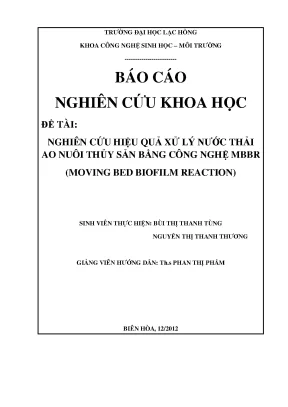 Luận văn nghiên cứu hiệu quả xử lý nước thải ao nuôi thủy sản bằng công nghệ mbbr moving bed biofilm reactor