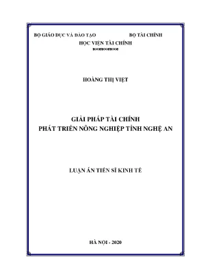 Luận án tiến sĩ giải pháp tài chính phát triển nông nghiệp tỉnh nghệ an