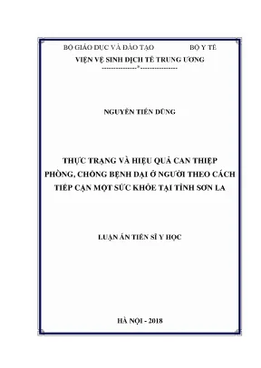 Luận án tiến sĩ thực trạng và hiệu quả can thiệp phòng chống bệnh dại ở người theo cách tiếp cận một sức khỏe tại tỉnh sơn la